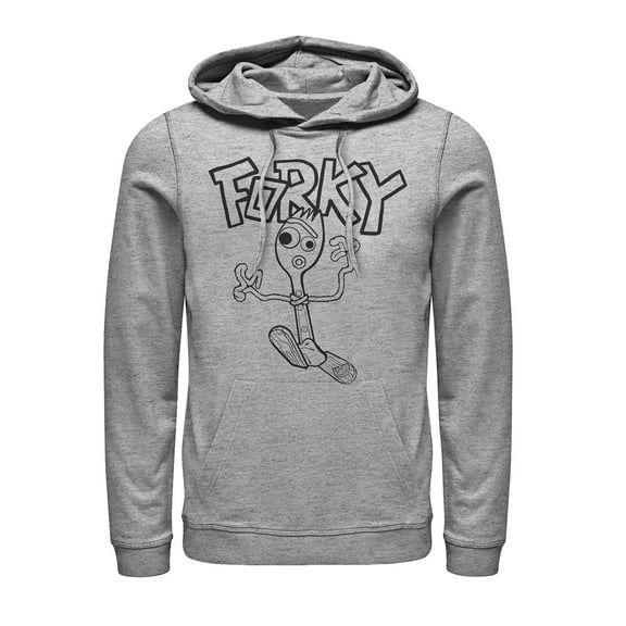 Men's Toy Story Running Forky  Pull Over Hoodie Athletic Heather 2X Large
