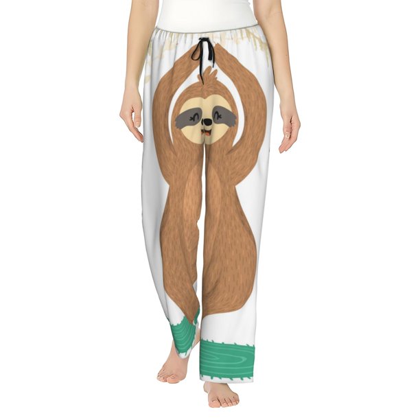 Balery Cute Sloth In Yoga Pose Tree Pantalones de pijama para mujer, pijamas ultraligeros, pantalones de estar por casa-Large