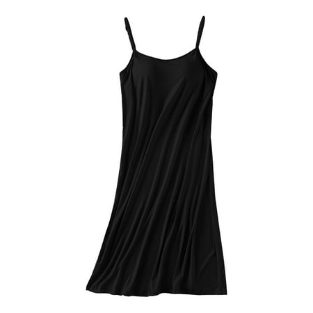 

Miayilima Nightgowns For Women Casual Loose Chest Pad Mid Length Summer Suspender Pajamas Bottoming Dress Size XXL