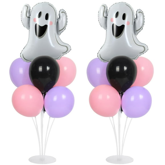 Juego de 2 juegos de soportes para globos para fiesta de fantasmas de Halloween con lámina de fantasma