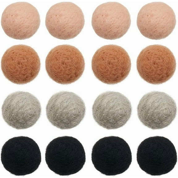40Pcs 4 Colors Handmade Wool Ball Felt Bulk 20mm Brown Natural Soft Round Shape Garland Felting Ornaments Small Pompoms for DIY Crafting Home Party Drawstring Decorations Supplies