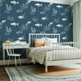 thumbnail image 2 of Peel and Stick Wallpaper Contact Paper Light Blue Coastal Blue Under Sea Fish Coral Seaweed Marine life Self Adhesive and Removable 24in x 118in, 2 of 8