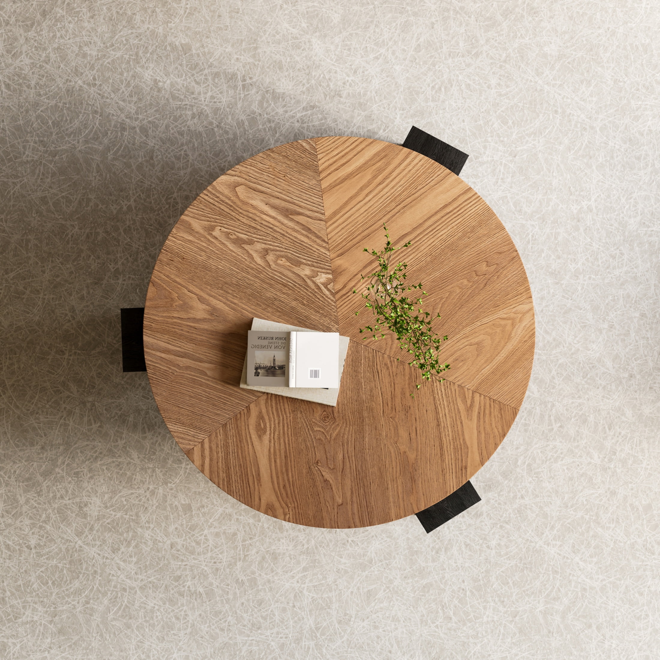 Noble House Lira 33" Round Coffee Table with Hidden Storage, Sturdy Accent Table for Living Room, Small Space, Natural