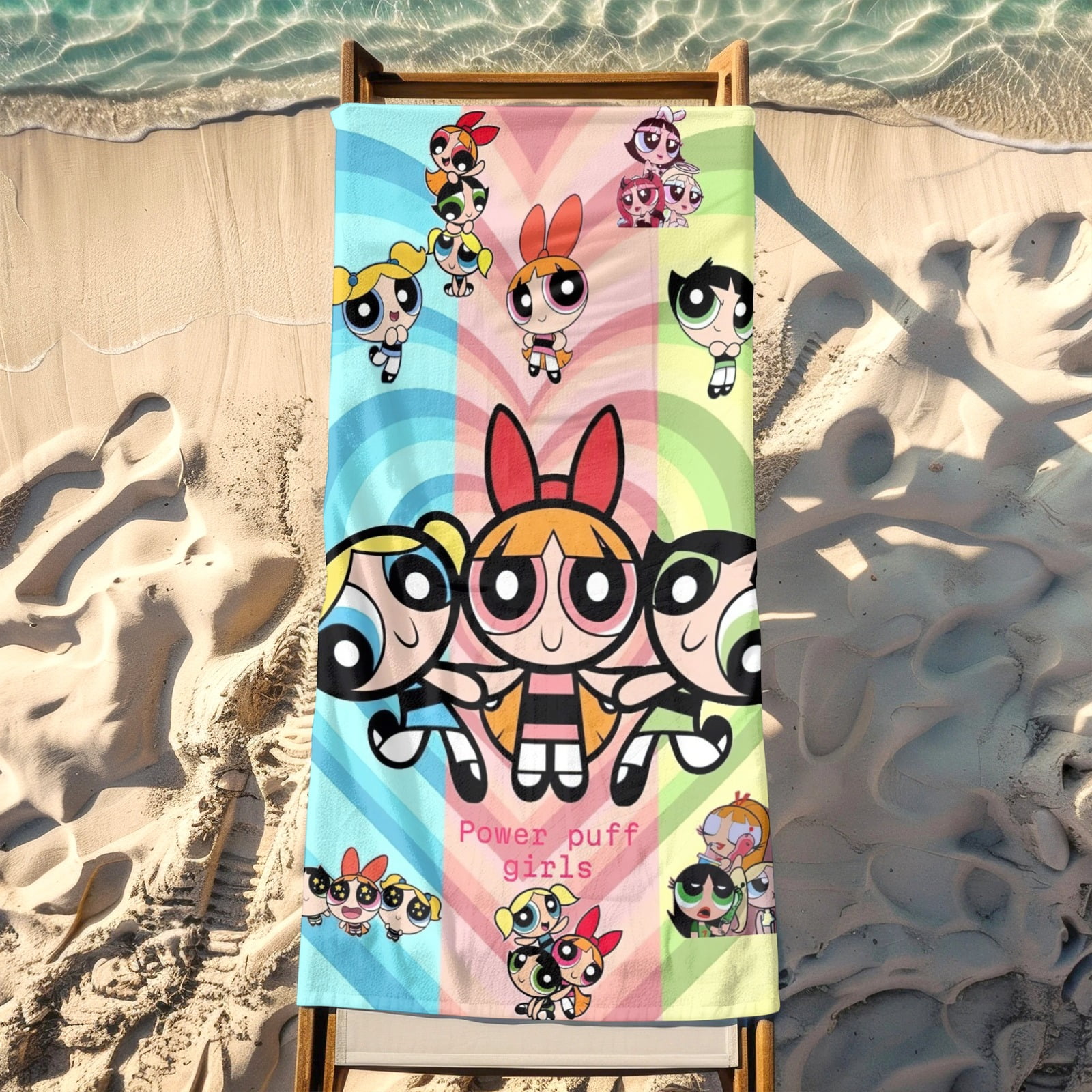 Powerpuff Girls Gifts Beach Towel for Women Girl Birthday Inspired Fan Bath Outdoor Music Lover