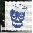 thumbnail image 4 of Ambesonne Skull Shower Curtain, Anchor and Captains Hat, 69"Wx70"L, Persian Blue Grey, 4 of 5