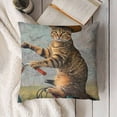 thumbnail image 3 of YINGXI Funny Cat Farmhouse Décor The Cat on a Horse Decorative Throw Pillow Cover Cotton Linen Sofa Couch 20x20in, 3 of 5