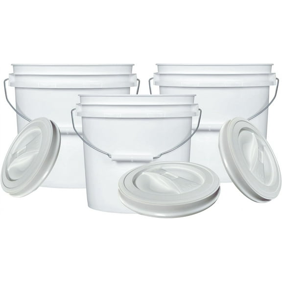 2 Gallon Food Grade, BPA Free, Made in USA Bucket with Screw On Lid (Pack of 3)