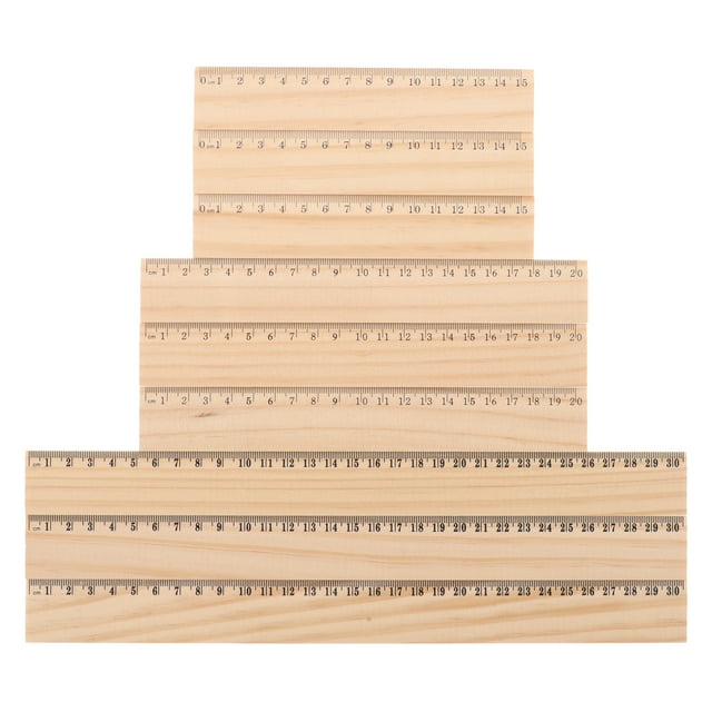 KAKOWELY 9pcs Household Wood Rulers Multi-function Straight Rulers Painting Straight Rulers Wooden Rulers,11.81"X1.18"X0.08"