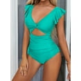 thumbnail image 2 of Charmo Ruffled One Piece Swimsuit for Women High Cut Bathing Suits Backless Monokini Swimwear, 2 of 6