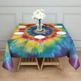 thumbnail image 3 of Colorful Rainbow Tie Dye Spiral Pattern Square Tablecloth,Waterproof Square Table Cover,Wipeable Spillproof Washable Table Cover for Home Kitchen Party Decor 52"x52"(132x132cm), 3 of 6