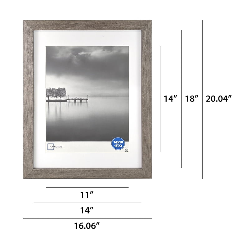 Mainstays – 11x14 Picture Frame – Rustic Gray Matted Gallery Bevel