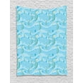 thumbnail image 1 of Aqua Tapestry, Cartoon Style Abstract Waves Underwater Life Theme Sea Horse Starfishes, Wall Hanging for Bedroom Living Room Dorm Decor, 40W X 60L Inches, Pale Blue Teal Eggshell, by Ambesonne, 1 of 2