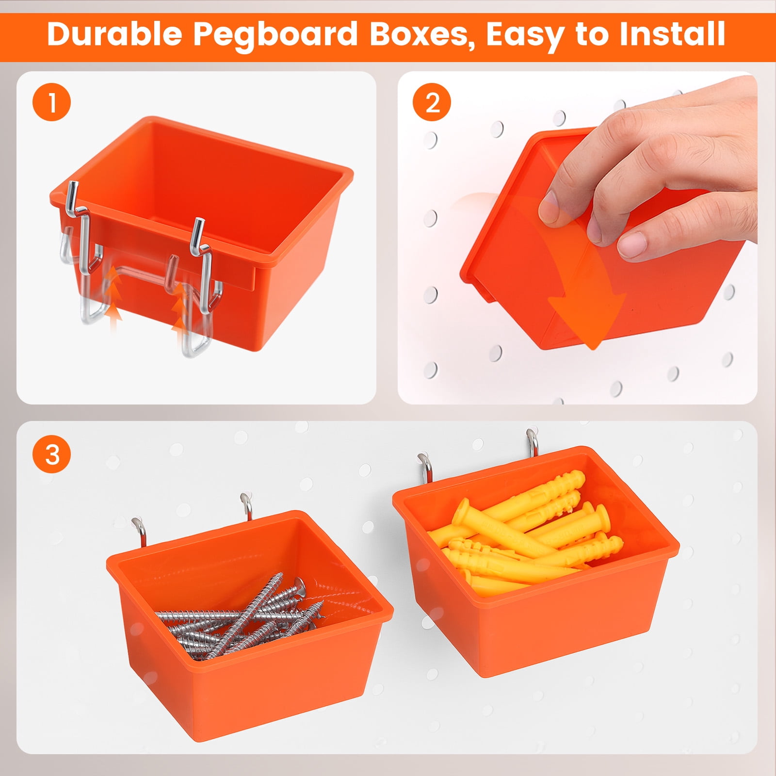 Pegboard Hooks Kit,ENJOYWOOD 155PCS/SET Peg Board Accessories Organizer Kit with Various  Hooks,Bins,Baskets,Fit 1/8 or 1/4 inch Pegboard for Garage Workshop Wall Hanging Tools