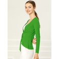 thumbnail image 4 of Women's Tie Front Metallic Ruffled Long Sleeve Open Cardigan, 4 of 6