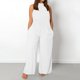 thumbnail image 2 of Monos informales para mujer tallas grandes: mono holgado sin mangas de color liso con bolsillos, pantalones anchos largos, mezcla de materiales, M-XXXL, 2 of 5