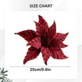 thumbnail image 3 of 9.8" Poinsettia Artificial Flowers Gold Christmas Flower Decorations with Clips and Stems, Glitter Christmas Tree Ornaments for Xmas New Year Wedding Party, 3 of 5
