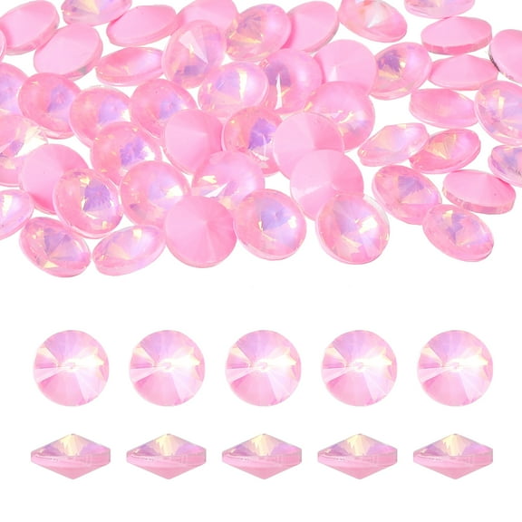 Uxcell 50 Pcs Pointed Back Rhinestones, 6mm Round Faceted Crystal Rivoli Rhinestone, Glass Cabochon Cubic Zirconia Stone Gemstone for Nails Arts Clothes DIY Decoration, Pink