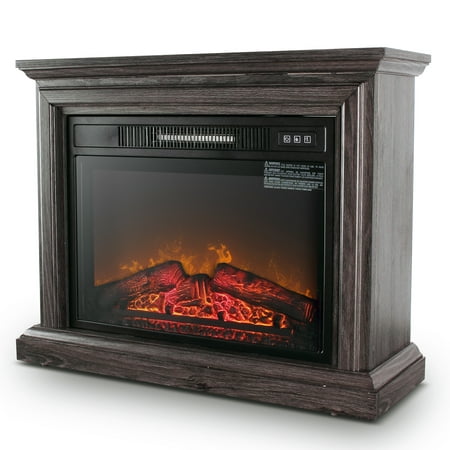 DELLA 1400 Watt Electric Portable Freestanding Fireplace Insert Stove Heater with Glass View Log Glow Remote