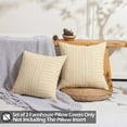 thumbnail image 2 of Farmhouse Decor Yellow Neutral Pillow Covers 20x20 Set of 2 Yellow Striped Patchwork Boho Pillows for Home Couch and Sofa, 2 of 6