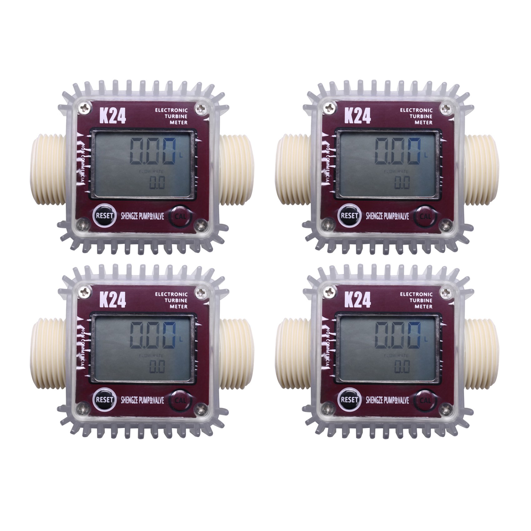 4X Digital Lcd K24 Flow Meter Turbine Fuel Flow Tester for Chemicals