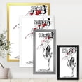 thumbnail image 4 of Designart 'Red Flowers With Japanese Cranes Bird Drawing' Traditional Framed Art Print, 4 of 4