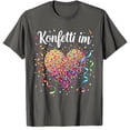 thumbnail image 1 of RXMEKW T-Shirt à Manches Courtes pour Femmes avec Imprimé Cœur Confetti, Col en V et Manches Raglan pour Tenue Décontractée, Fêtes à Thème et Festivals de Musique, 1 of 2