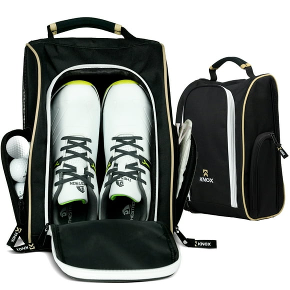 KNOX Golf Shoe Bag with Ventilation & Double Side Pockets for Socks, Tees, Golf Balls, Premium Padded Men Women Sports Travel Shoe Bag for Golf Shoes, Cleat Shoe Storage Organizer, Pickleball Shoe Bag