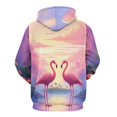 thumbnail image 3 of Pink Flamingos Sunset Oasis Men's Women Vintage 3D Hooded Sweatshirt - All-Season Loose Fit Streetwear, 3 of 6