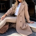 thumbnail image 4 of Lapel Collar Double Breasted Women's Winter Elegant Coats Long Notched Pea Coat, 4 of 5