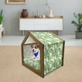 thumbnail image 3 of Jungle Pet House, Bamboo Palm Plants Jungle Colored Exotic Leaf Foliage Tropical Forest Theme, Outdoor & Indoor Portable Dog Kennel with Pillow and Cover, 5 Sizes, Lime and Fern Green, by Ambesonne, 3 of 5