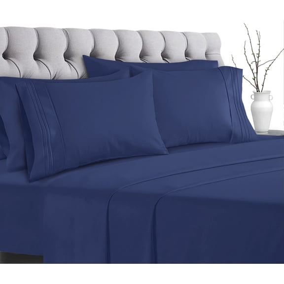 6 Piece Bed Sheet Set 1800 Count Microfiber Comfort Deep Pocket Hotel Bed Sheets