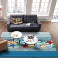 thumbnail image 4 of Area Rugs Indoor Non-Slip Rectangle Rug 5x7 Ft Summer Starfish Coral Shell Sea Animals Teal Wood Grain Rug Rubber Backing Floor Mats Non Shedding Home Decor Carpet for Entryway Living Room, 4 of 8