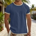 thumbnail image 2 of JAJAHO Linen T Shirt Men Short Sleeve Basic Tee Breathable Crew Neck Loose Fit Summer Top Beach Vacation Clothes Trendy Tops, 2 of 5