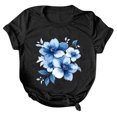 thumbnail image 2 of NAMTYQX Blouses for Women Casual Short Sleeve Breathable Plus Size Cute Bedruckte O-Neck Baggy Light Printed Shirts for Women Trendy Summer Black Size L, 2 of 4