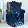 thumbnail image 4 of Modern Soft Flannel Fleece Throw Blanket, Night View of Metropolis City with High Skyscrapers Downtown Business Center Image, Cozy Plush for Indoor and Outdoor Use, 50" x 60", Dark Blue, by Ambesonne, 4 of 5