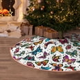 thumbnail image 5 of Daiia Colorful Flying Butterflies Drawing Merry Christmas Tree Skirt , Xmas Large Lace-up Tree Skirt, Santa Snowflakes Rustic Home Decorations New Year Party Farmhouse Decor-30", 5 of 6