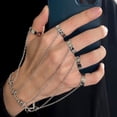 thumbnail image 2 of Visland Women Hand Chain Punk Style Five Rings Wrist Chain Ring Unisex Charm Hip Hop Chain Open Rings Set Couple Jewelry, 2 of 7
