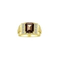 thumbnail image 1 of RYLOS Men's Rings Yellow Gold Plated Silver Designer Style 10X8MM Emerald Cut Shape Gemstone &  Diamonds Smoky Quartz June Birthstone Rings For Men Size 12, 1 of 5