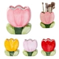 thumbnail image 5 of tasrioml Ceramic Flower Pen Holder Cute Desk Office Storage Box Stationery Shelf Multifunctional Aesthetic Desktop Organizer for Makeup Tools Rulers Brushes, 5 of 8