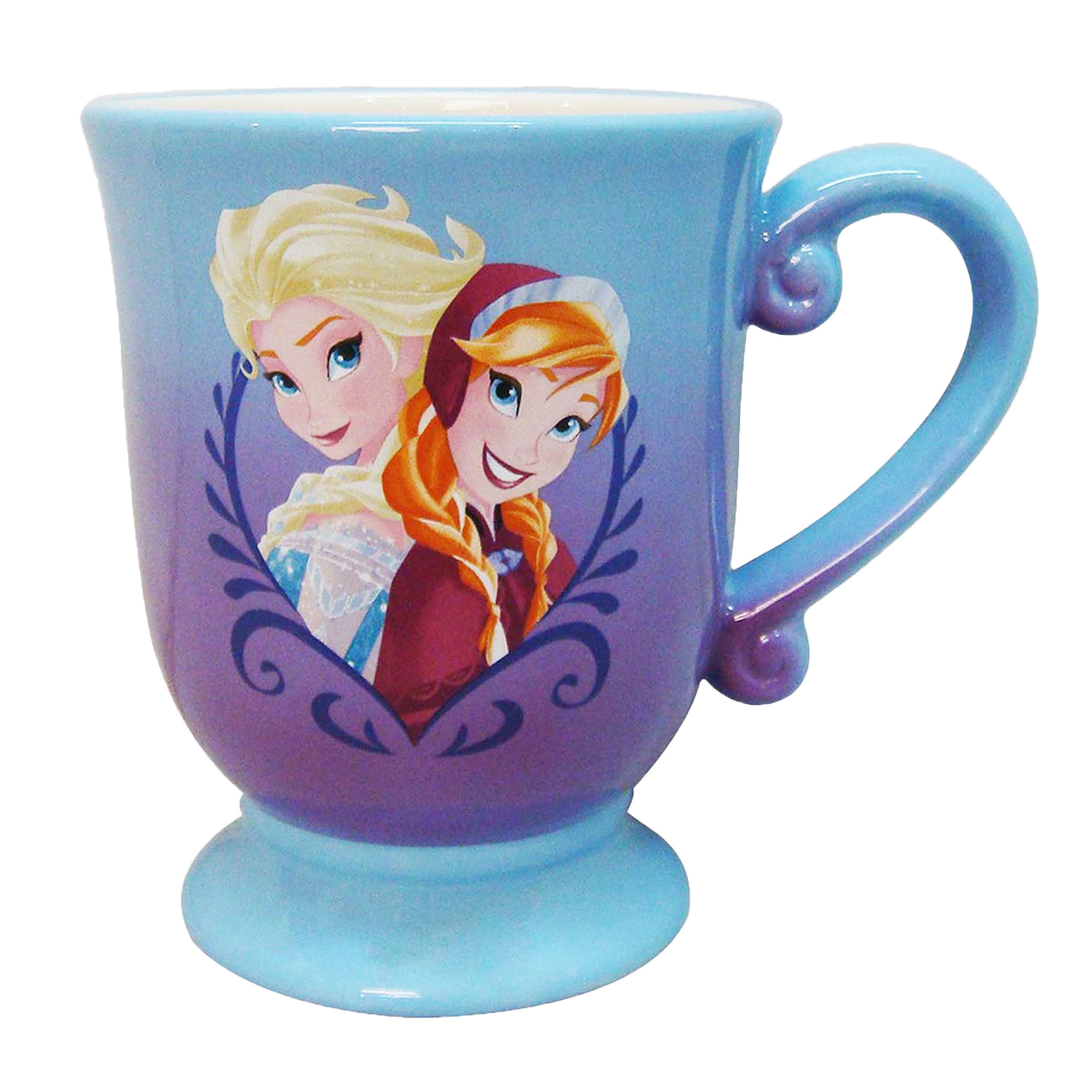 Disney Frozen Anna and Elsa Footed Coffee Mug With Handle 16 oz Blue