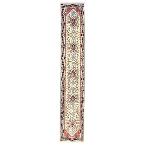 Wahi Rugs Hand Knotted Tribal Indo Heriz 2'6"x14'0" -W1164
