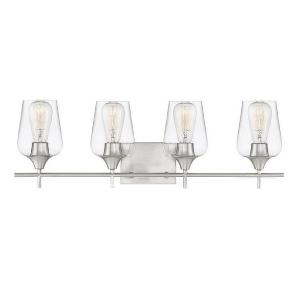 4 Light Bath Bar-Transitional Style with Contemporary and Bohemian Inspirations-9 inches Tall By 28.75 inches Wide-Satin Nickel Finish Bailey Street