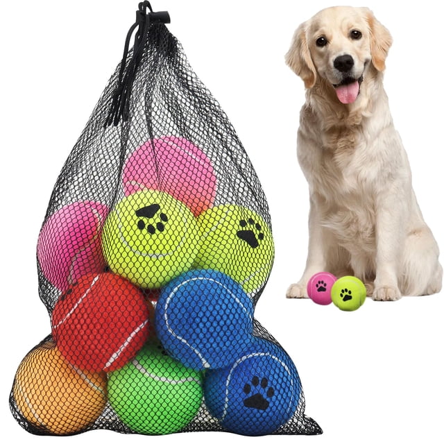 Pelotas de tenis para perros, paquete de 12, coloridas y fáciles de atrapar