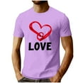 thumbnail image 2 of EchfiProm Mens T shirts Short Sleeve Purple Shirts Basic Graphic Tops for Young Mens Valentine M, 2 of 5