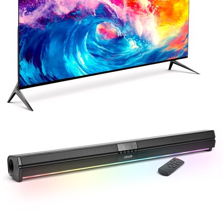VEVOR Sound Bar for Smart TV, 2.0 Channel, 32-Inch Compact Soundbar TV Speakers for Projector, Bluetooth AUX Connection, Remote Control, Easy Setup,80W Surround Sound System for PC Home Theater Audio