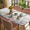 thumbnail image 3 of Bunny Easter Table Cloths for 4 Foot Rectangle Tables, Spring Floral Eucalyptus Leaves Weeping Wooden Patio Waterproof Elastic Fitted Tablecloths, Washable Rectangular Table Cover for Camping, 3 of 8