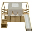 thumbnail image 6 of Harper & Bright Designs Low House Loft Bed with Slide and Storage Shelves, Wood Twin Playhouse Loft Bed Frame with Tent & Stairs, Twin Storage Bed for Boys Girls, Natural, 6 of 20