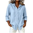 thumbnail image 3 of Akmaiox Sun Shirt Cardigan Women 7 8 Sleeve Button Down Hoodies Portable Lightweight Jacket Hooded with Drawstring Summer Vacation Beach S‑2XL, 3 of 7