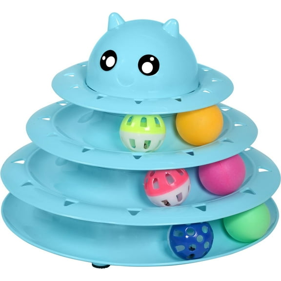 UPSKY Cat Toy Roller Ball Cat Toys 3 Level Tower - BLUE