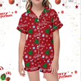 thumbnail image 2 of YOUSNH Ensemble de Pyjama Imprimé Décontracté pour Enfants, Col Boutonné, Manches Courtes, Shorts, Pyjama de Noël pour Enfants Rouge 2-3 Ans, 2 of 4
